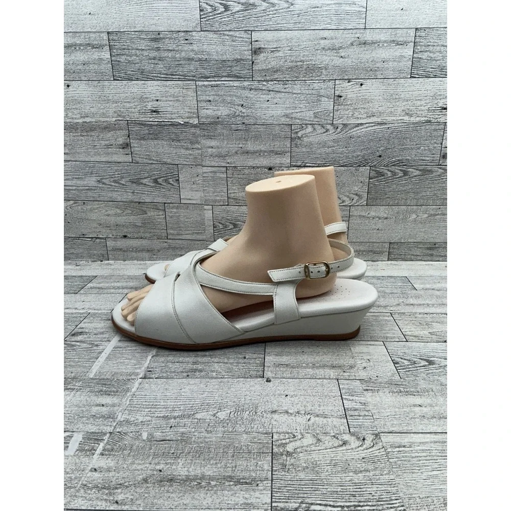 SAS Shoes Womens Size 11‎ M White Slingback Wedge Sandals Comfort Leather USA